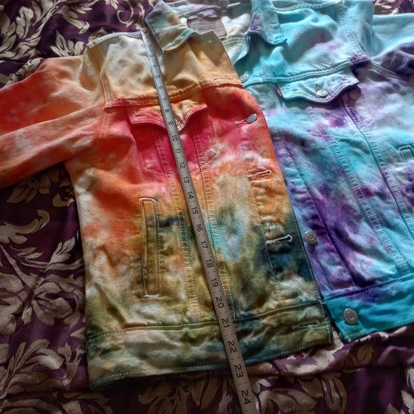 Levi's Premium Rainbow Tie Dyed Ex Boyfriend Trucker Denim Jean Jacket